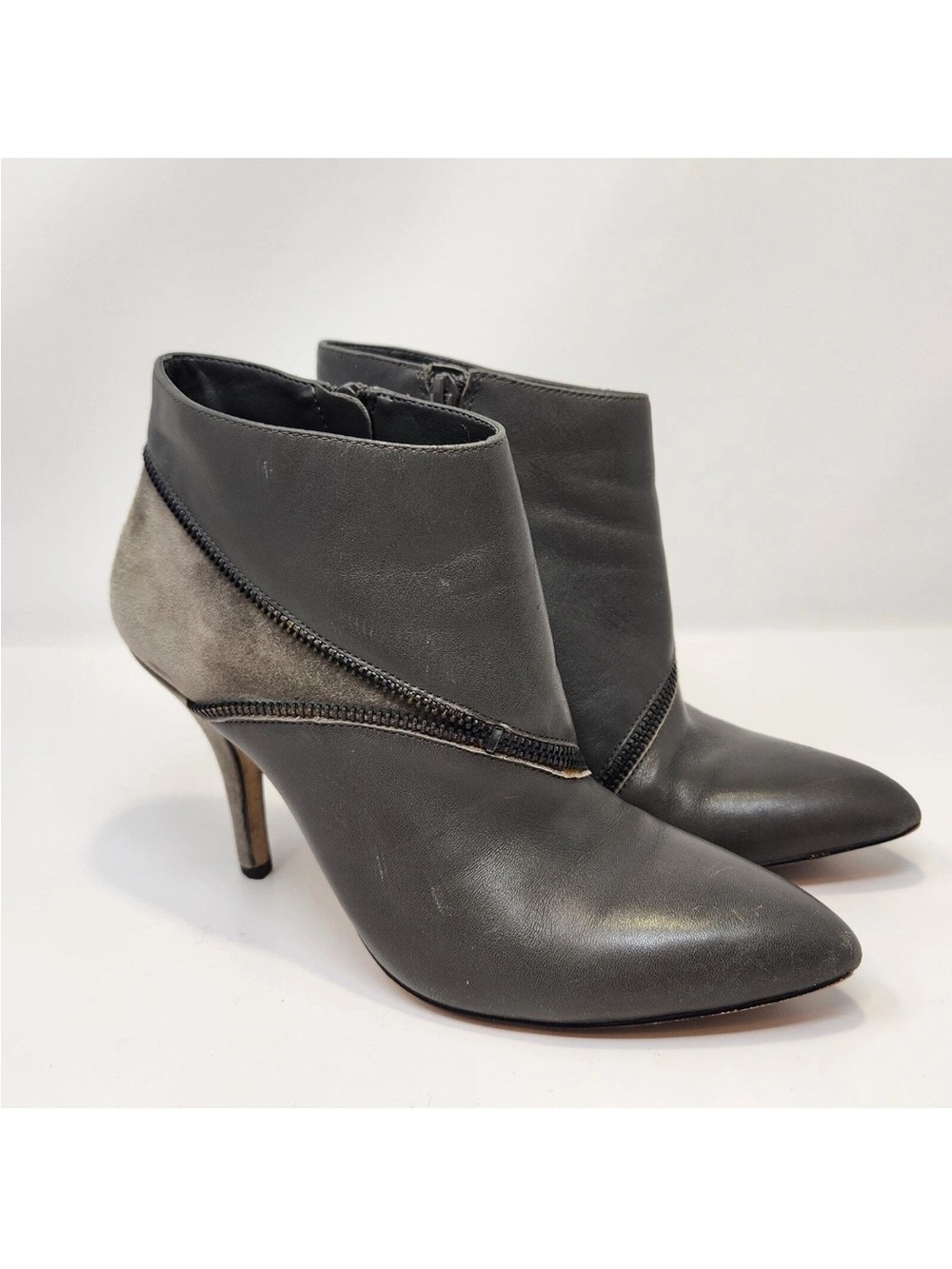 Saks Fifth Avenue  Leather Pointed Ankle Booties with Side Zipper